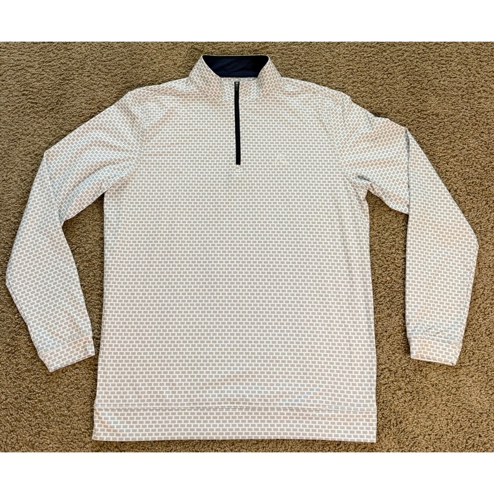 Rhoback Mens Gray White Pennsylvania Print Performance 1/4 Zip Pullover Medium